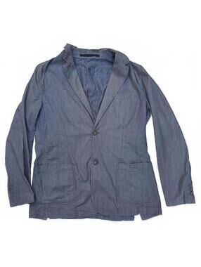 Hudson North Men's Unstructured Cotton Pinstripe Blazer -Soft Matte Grey Med